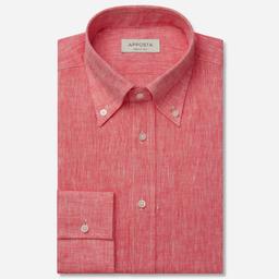 Shirt  solid  red linen plain normandy linen, collar style  button-down collar - Image 1