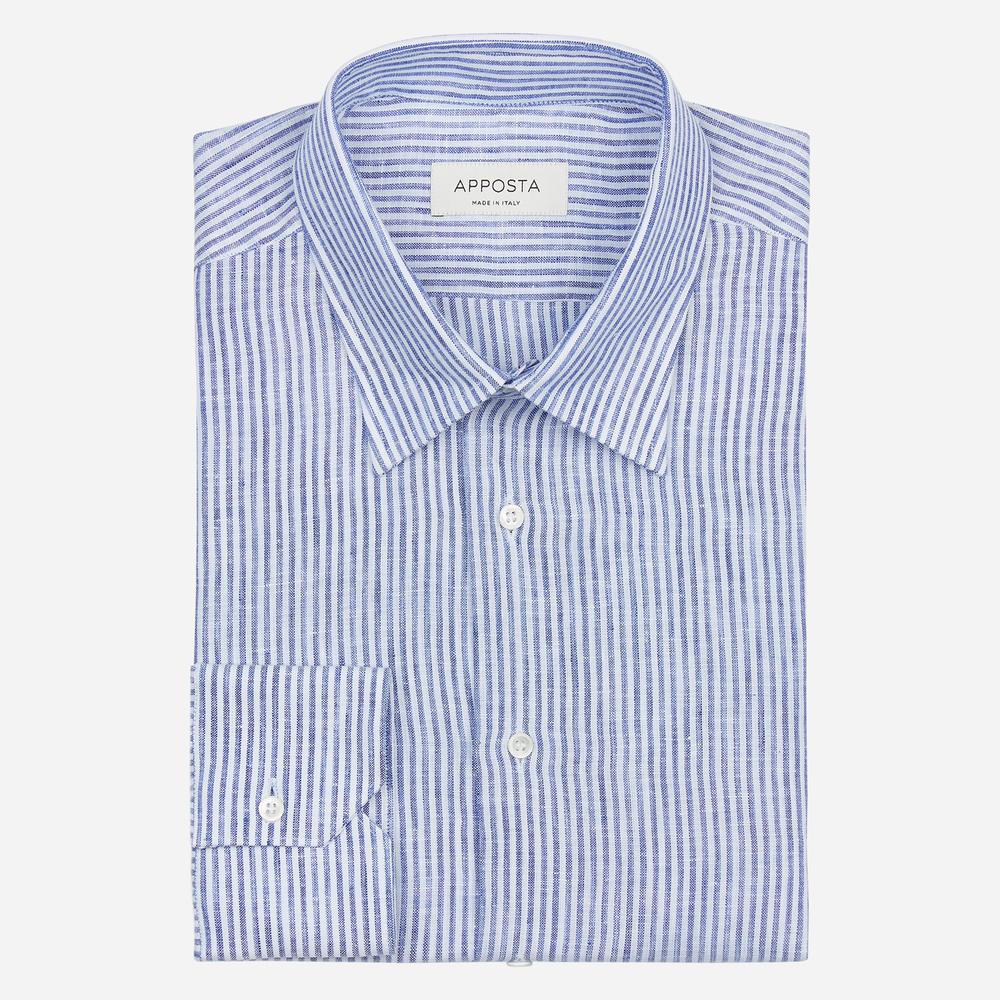 Shirt  striped  light blue linen plain, collar style  lower spread collar - Product image