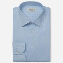 Shirt  solid  light blue linen plain, collar style  low straight point collar - Image 1
