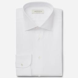 Shirt  solid  white cotton oxford, collar style  semi-spread collar - Image 1