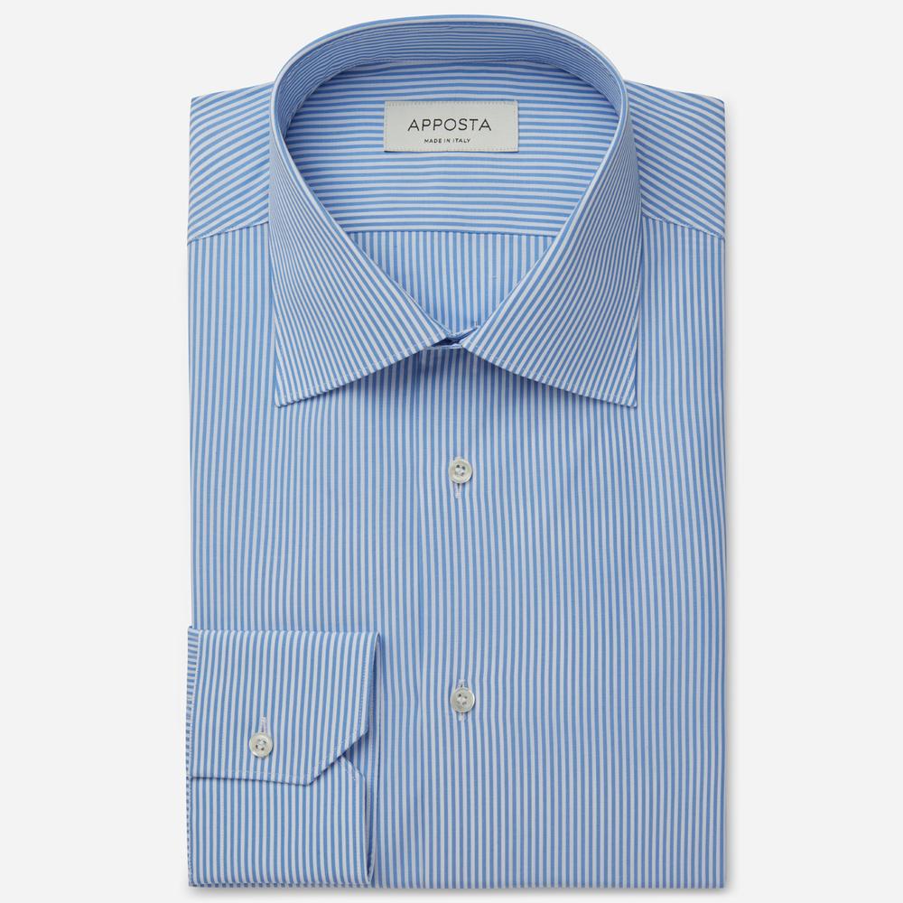 Shirt  striped  light blue cotton poplin, collar style  formal straight point collar - Product image