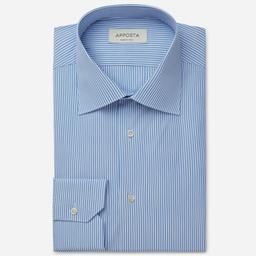 Shirt  striped  light blue cotton poplin, collar style  formal straight point collar - Image 1