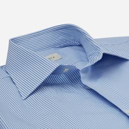 Shirt  striped  light blue cotton poplin, collar style  formal straight point collar - Image 2