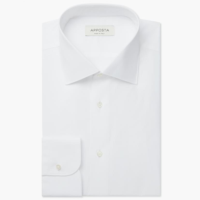 Shirt  solid  white cotton poplin giza 87, collar style  semi-spread collar - Product image