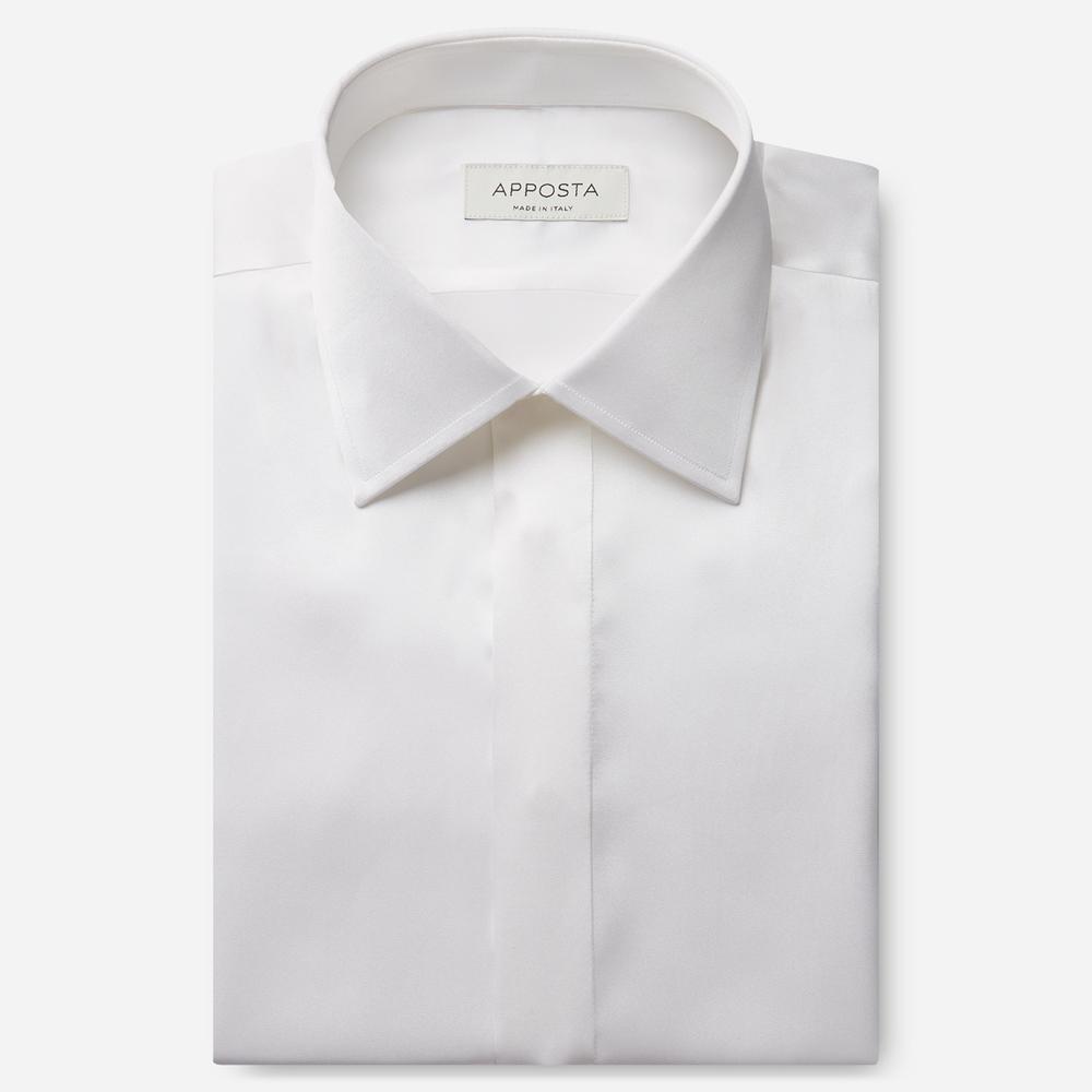 Shirt  solid  white silk poplin, collar style  semi-spread collar - Product image