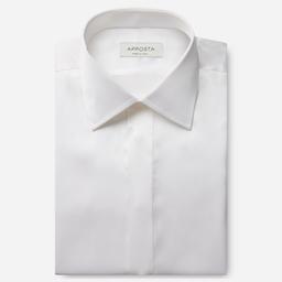 Shirt  solid  white silk poplin, collar style  semi-spread collar - Image 1