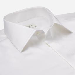 Shirt  solid  white silk poplin, collar style  semi-spread collar - Image 2