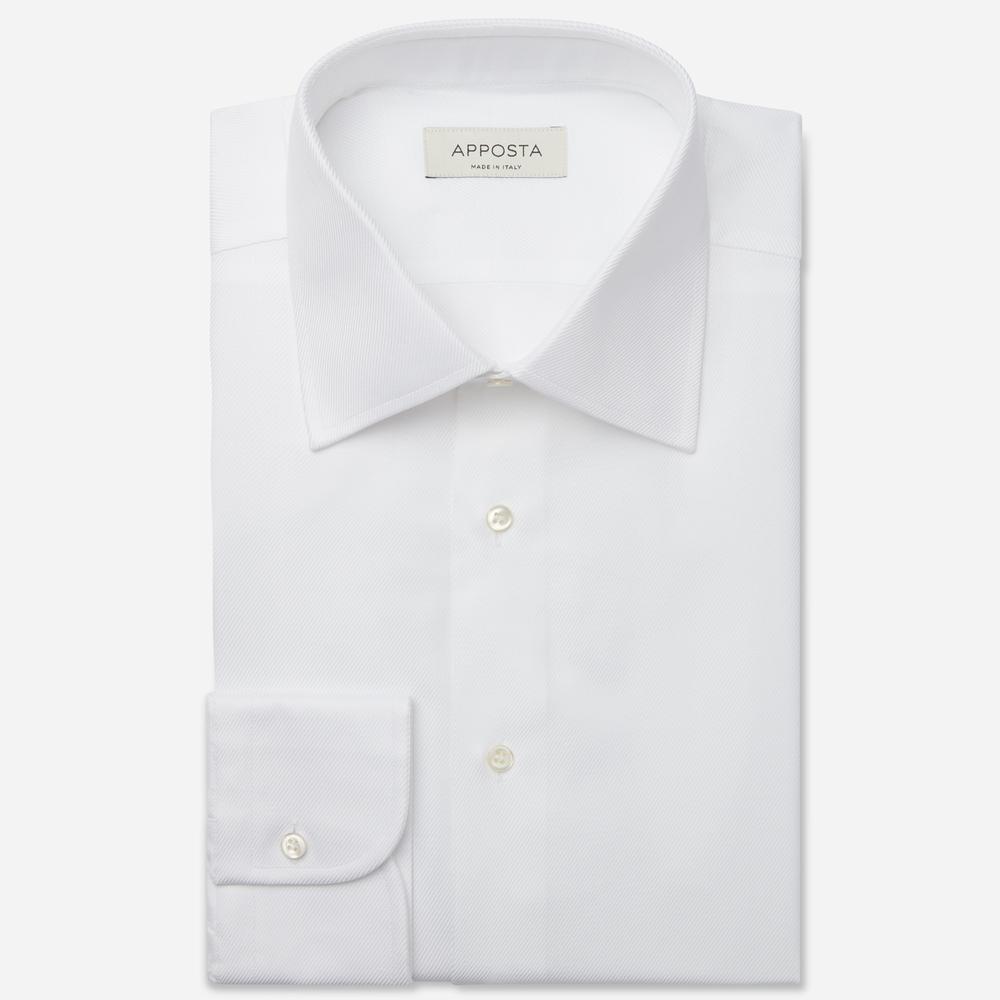 Shirt  solid  white bio-cotton royal twill double twisted, collar style  formal straight point collar