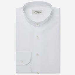 Shirt  solid  white cotton poplin double twisted, collar style  band collar - Image 1