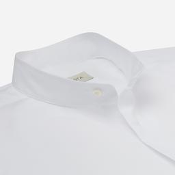 Shirt  solid  white cotton poplin double twisted, collar style  band collar - Image 2
