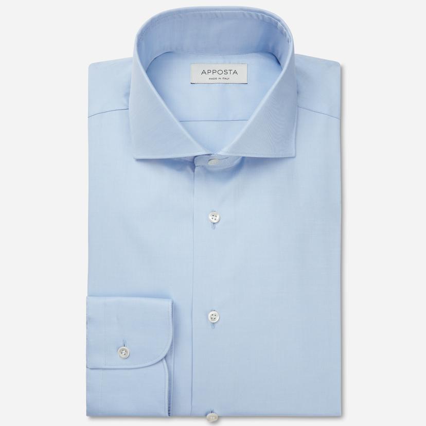 Shirt  solid  light blue cotton pinpoint oxford, collar style  formal straight point collar - Product image