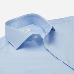 Shirt  solid  light blue cotton pinpoint oxford, collar style  formal straight point collar - Image 2