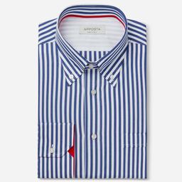 Shirt  striped  navy blue cotton plain, collar style  button-down collar - Image 1