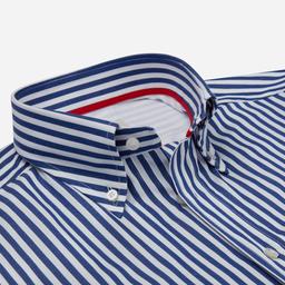 Shirt  striped  navy blue cotton plain, collar style  button-down collar - Image 2