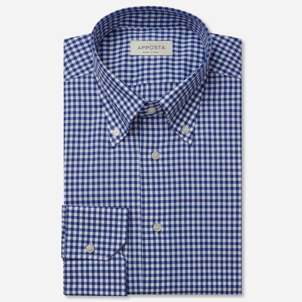 Shirt  gingham check  navy blue cotton zephyr, collar style  button-down collar - Product image