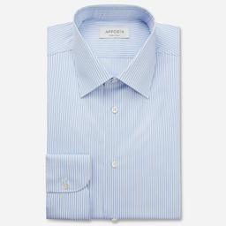 Shirt  striped  light blue cotton twill giza 87, collar style  low straight point collar - Image 1