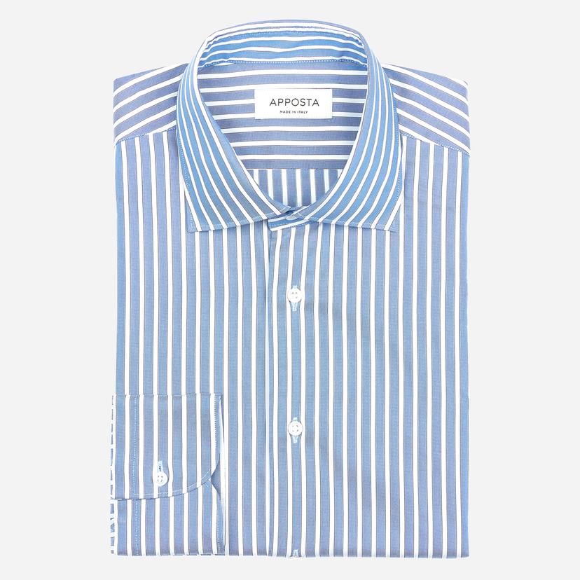 Shirt  striped  light blue cotton oxford, collar style  semi-spread collar - Product image