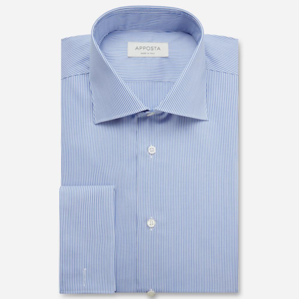 Shirt  striped  light blue easy-iron cotton poplin, collar style  semi-spread collar, cuff  french cuff (cufflinks)