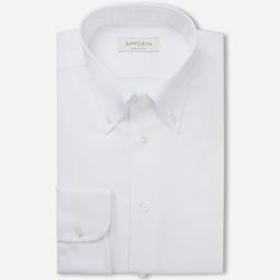 Shirt  solid  white easy-iron cotton dobby, collar style  button-down collar - Image 1