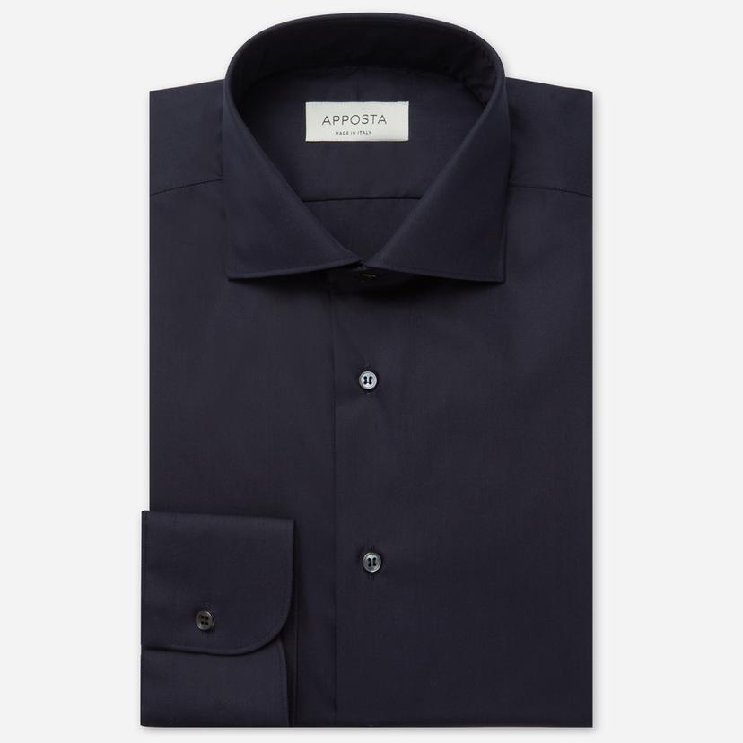 Shirt  solid  navy blue stretch poplin, collar style  spread collar - Product image
