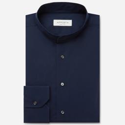 Shirt  solid  navy blue cotton poplin, collar style  band collar without button - Image 1