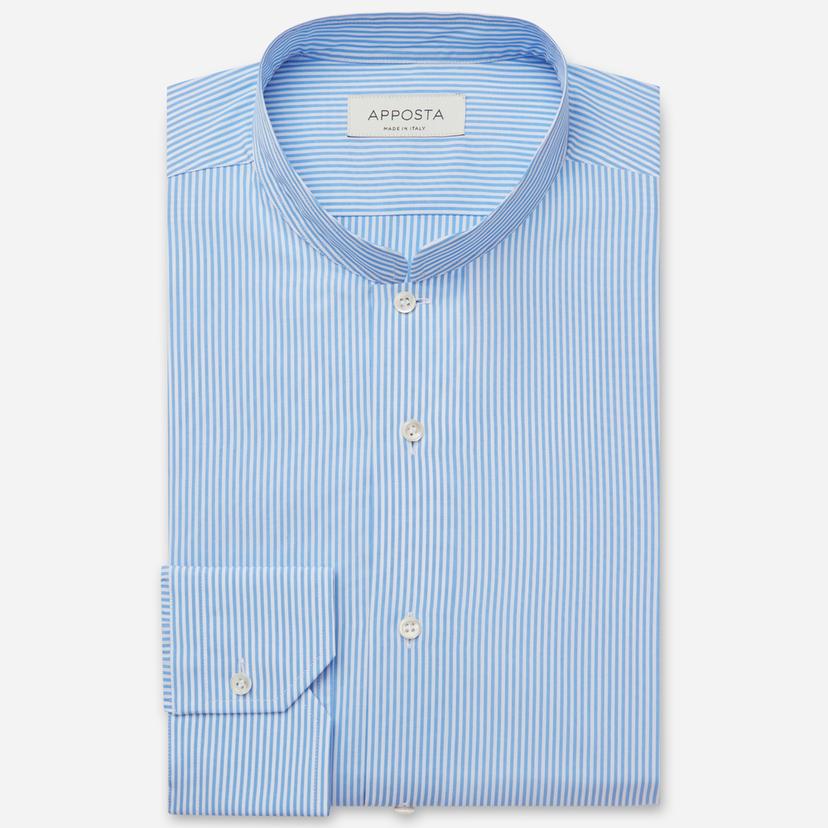 Shirt  striped  light blue cotton plain, collar style  open band collar - Product image