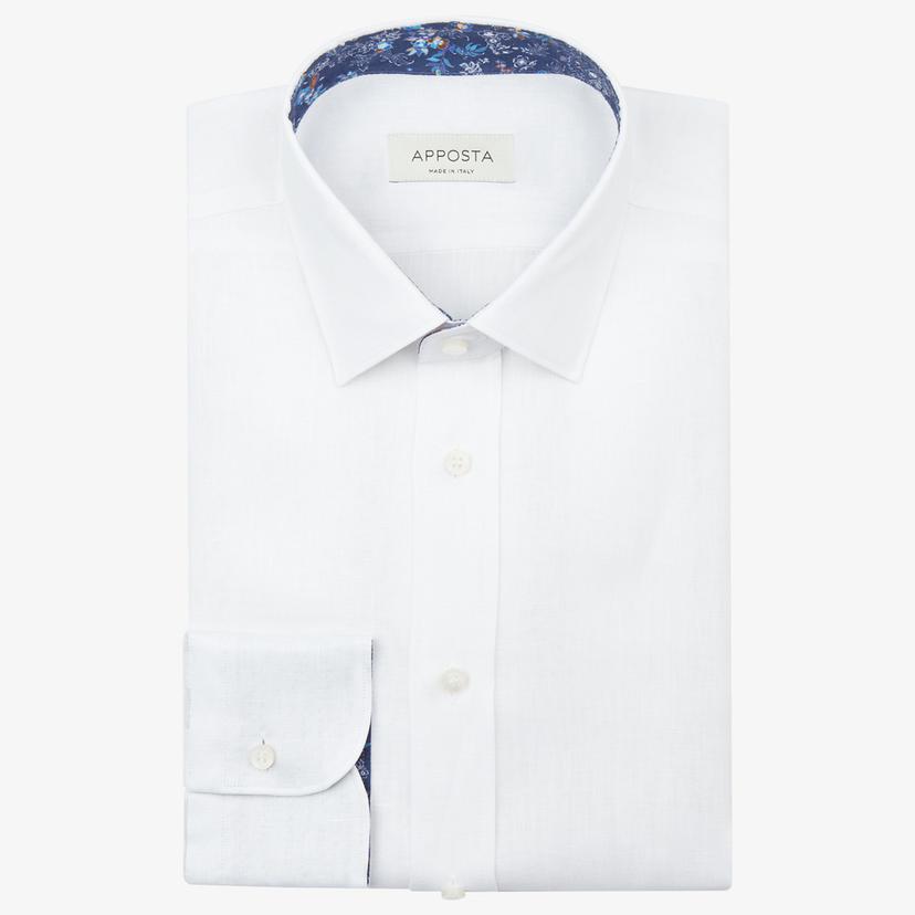 Shirt  solid  white cotton twill, collar style  low straight point collar - Product image