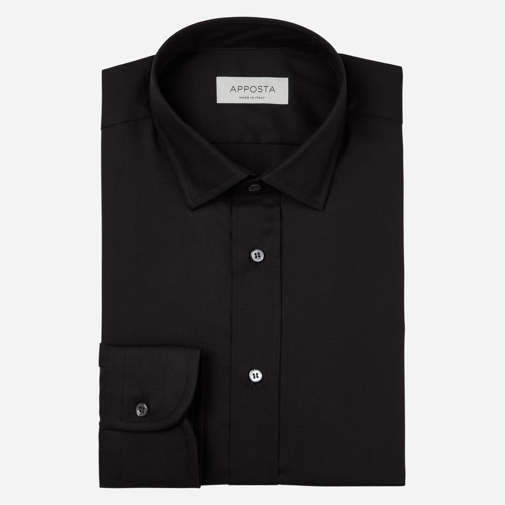 Shirt  solid  black coolmax cotton twill, collar style  updated straight point collar with short points