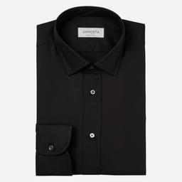 Shirt  solid  black coolmax cotton twill, collar style  updated straight point collar with short points - Image 1