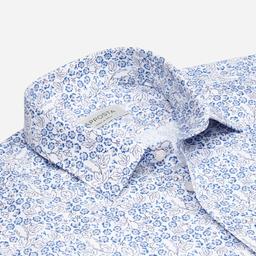 Shirt  floral  light blue cotton poplin, collar style  updated straight point collar with short points - Image 2