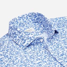 Shirt  floral  light blue cotton poplin, collar style  updated spread collar with short points - Image 2