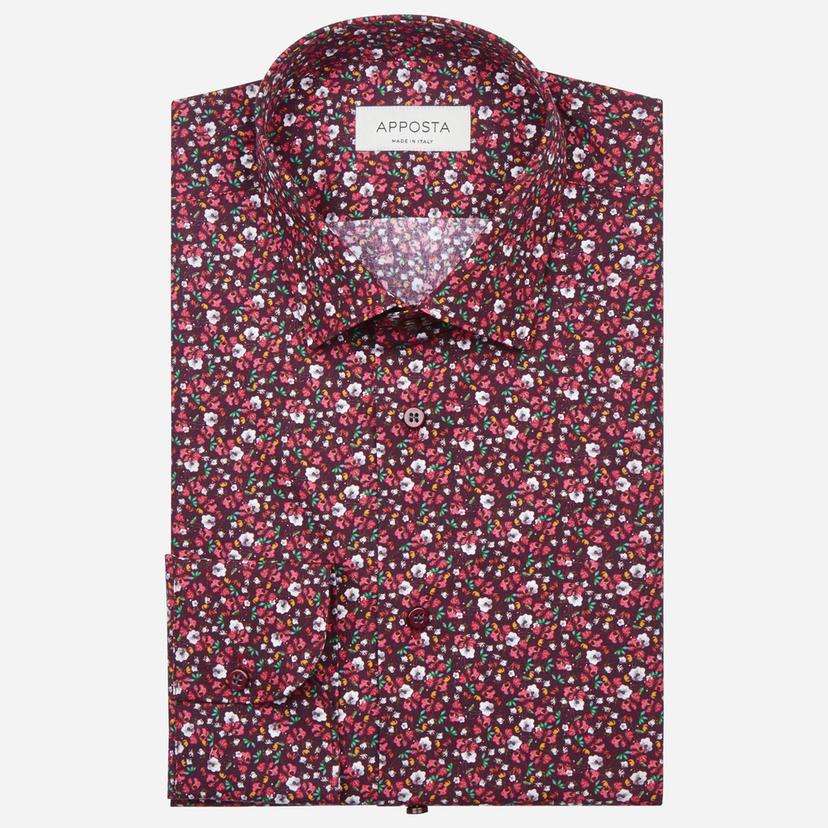 Shirt  floral  multi cotton poplin, collar style  updated straight point collar with short points - Product image