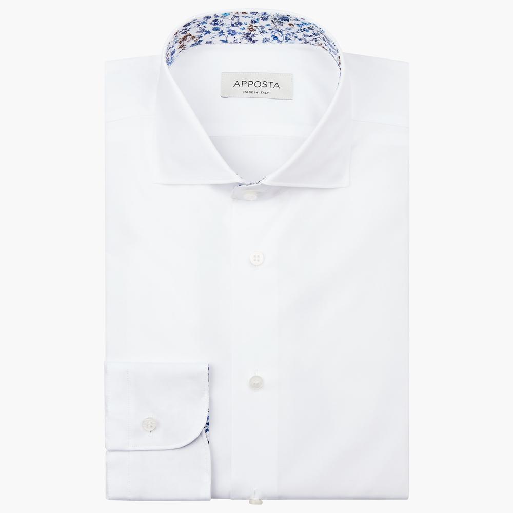 Shirt  solid  white cotton pinpoint oxford double twisted supima cotton, collar style  lower spread collar - Product image