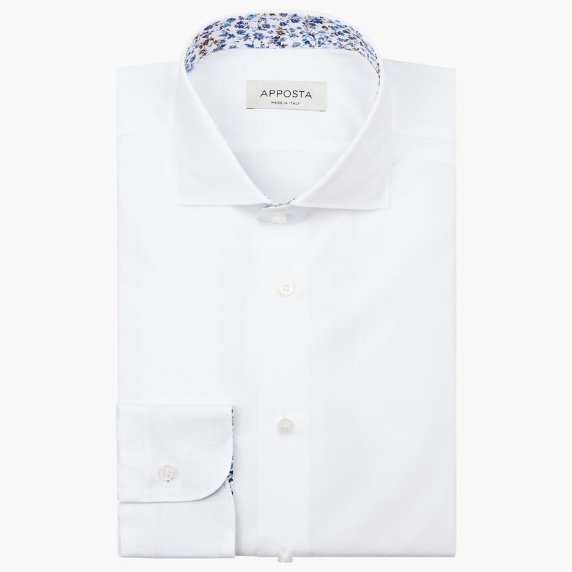 Shirt  solid  white cotton pinpoint oxford double twisted supima cotton, collar style  lower spread collar - Product image