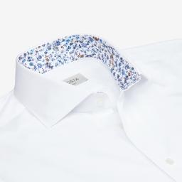 Shirt  solid  white cotton pinpoint oxford double twisted supima cotton, collar style  lower spread collar - Image 2