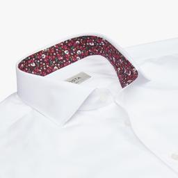 Shirt  solid  white cotton poplin double twisted, collar style  updated spread collar with short points - Image 2