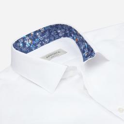 Shirt  solid  white linen plain, collar style  updated straight point collar with short points - Image 2