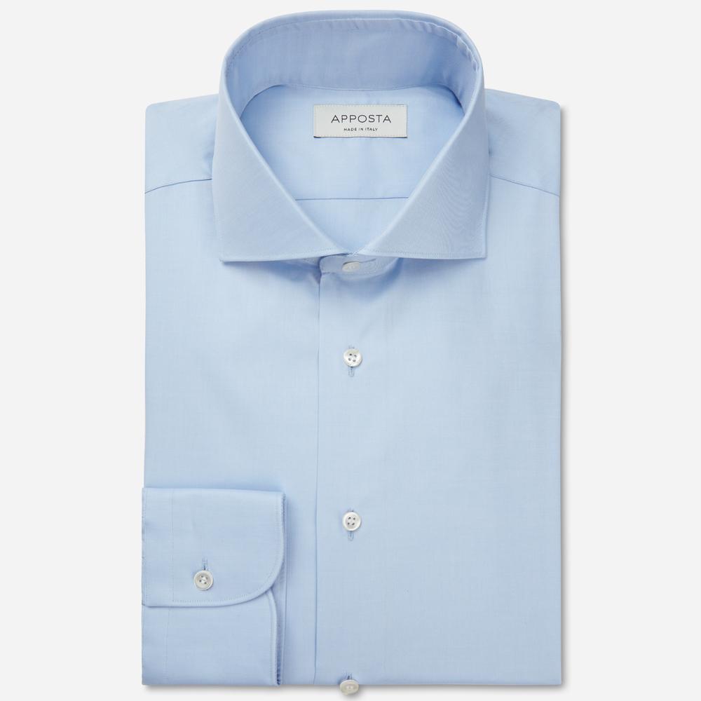 Shirt  solid  light blue stretch cotton twill, collar style  lower spread collar - Product image