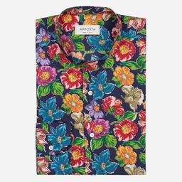 Shirt  floral  multi cotton poplin, collar style  band collar without button - Image 1