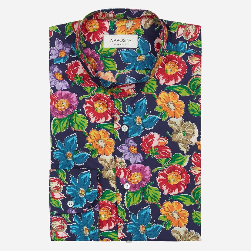 Shirt  floral  multi cotton poplin, collar style  band collar without button - Product image