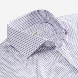 Shirt  striped  violet cotton poplin, collar style  updated spread collar with short points - Image 2