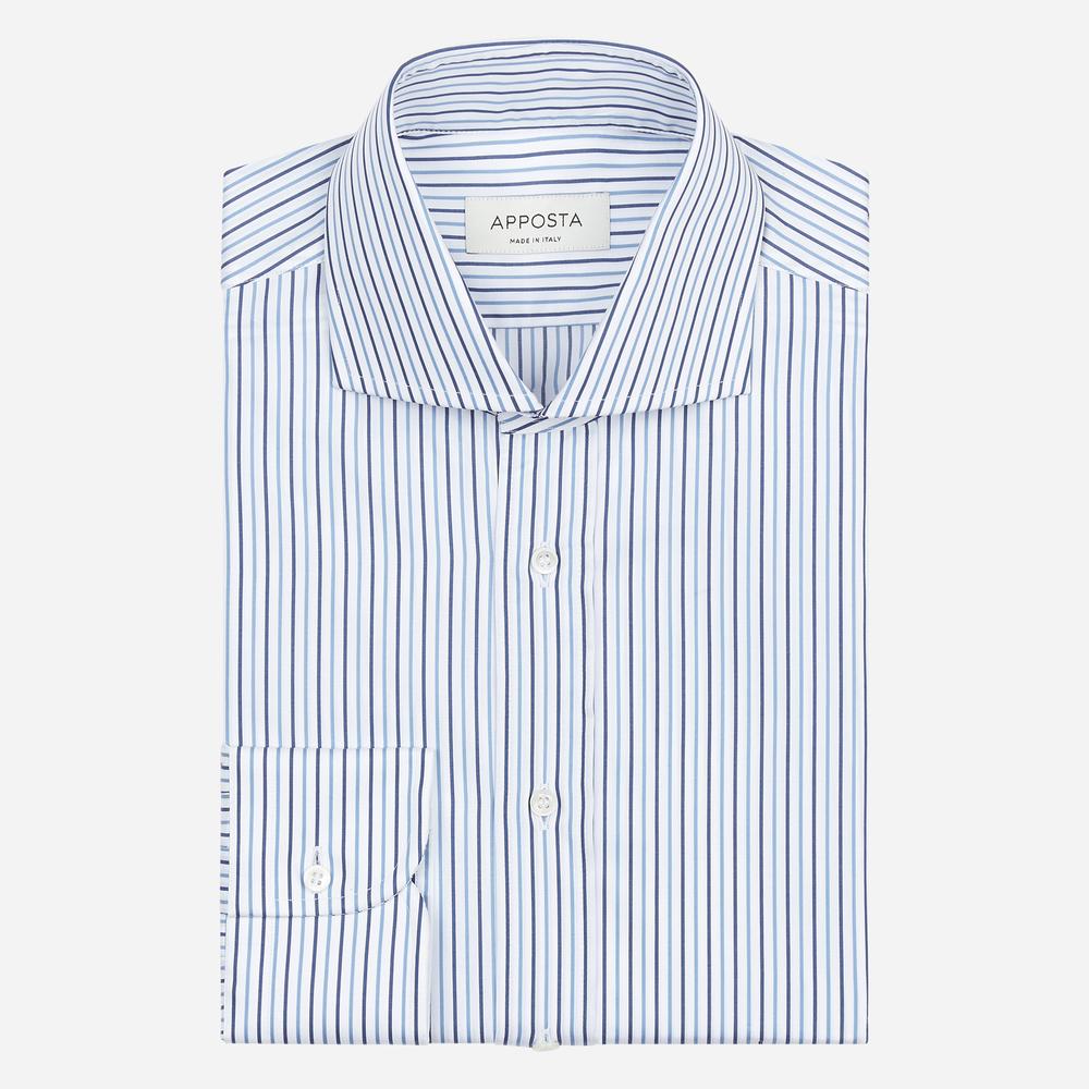Shirt  striped  navy blue cotton poplin, collar style  spread collar