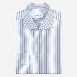 Shirt  striped  navy blue cotton poplin, collar style  spread collar - Image 1