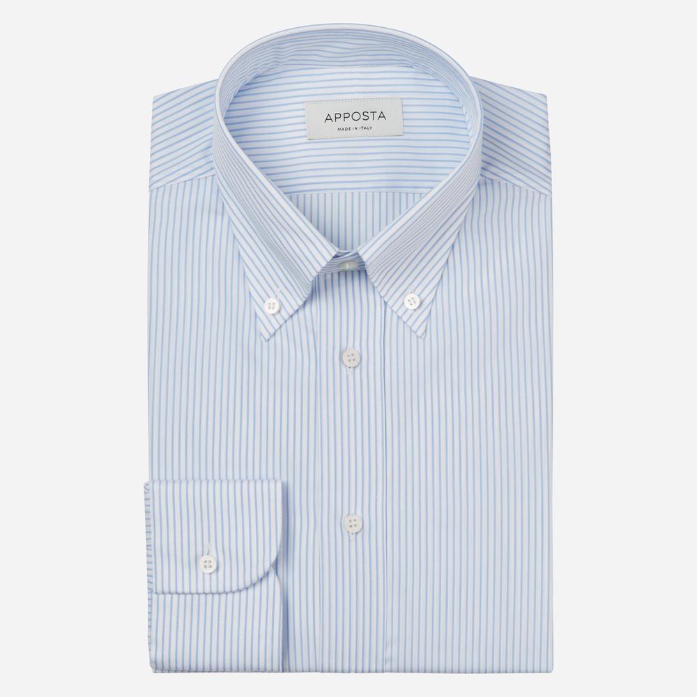Shirt  striped  light blue cotton poplin, collar style  button-down collar - Product image