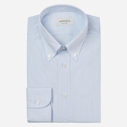 Shirt  striped  light blue cotton poplin, collar style  button-down collar - Image 1