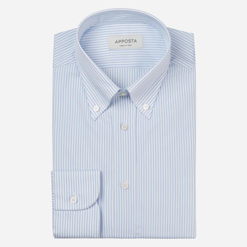 Shirt  striped  light blue cotton poplin, collar style  button-down collar - Product image