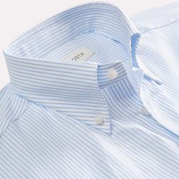 Shirt  striped  light blue cotton poplin, collar style  button-down collar - Image 2
