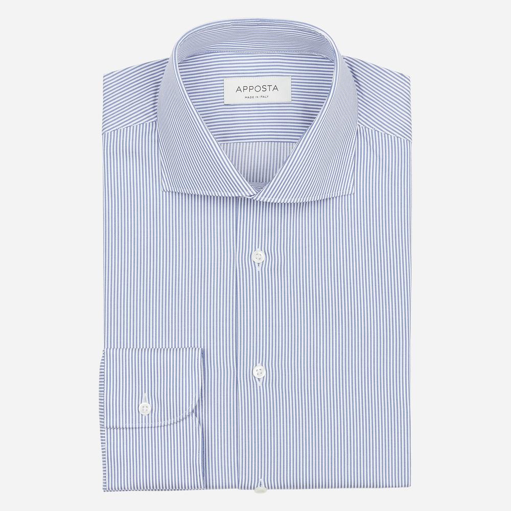Shirt  striped  light blue cotton twill, collar style  high spread collar with two buttons