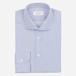 Shirt  striped  light blue cotton twill, collar style  high spread collar with two buttons - Image 1