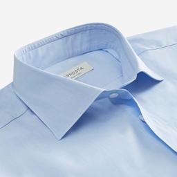 Shirt  solid  light blue cotton fil-&#224;-fil double twisted, collar style  semi-spread collar - Image 2